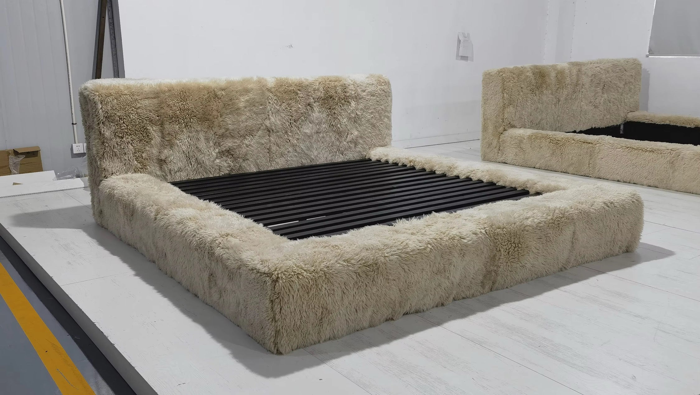 The Maiken Yeti Sheepskin Platform Bedframe