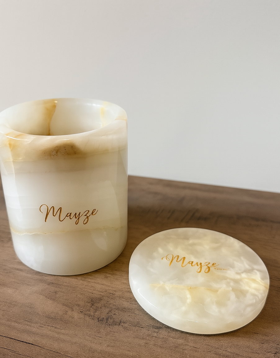 "Brave" Honey White Onyx Jar