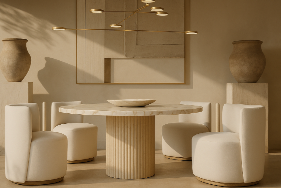 Nordic Alyx – Calacatta Gold & Travertine Combination Table