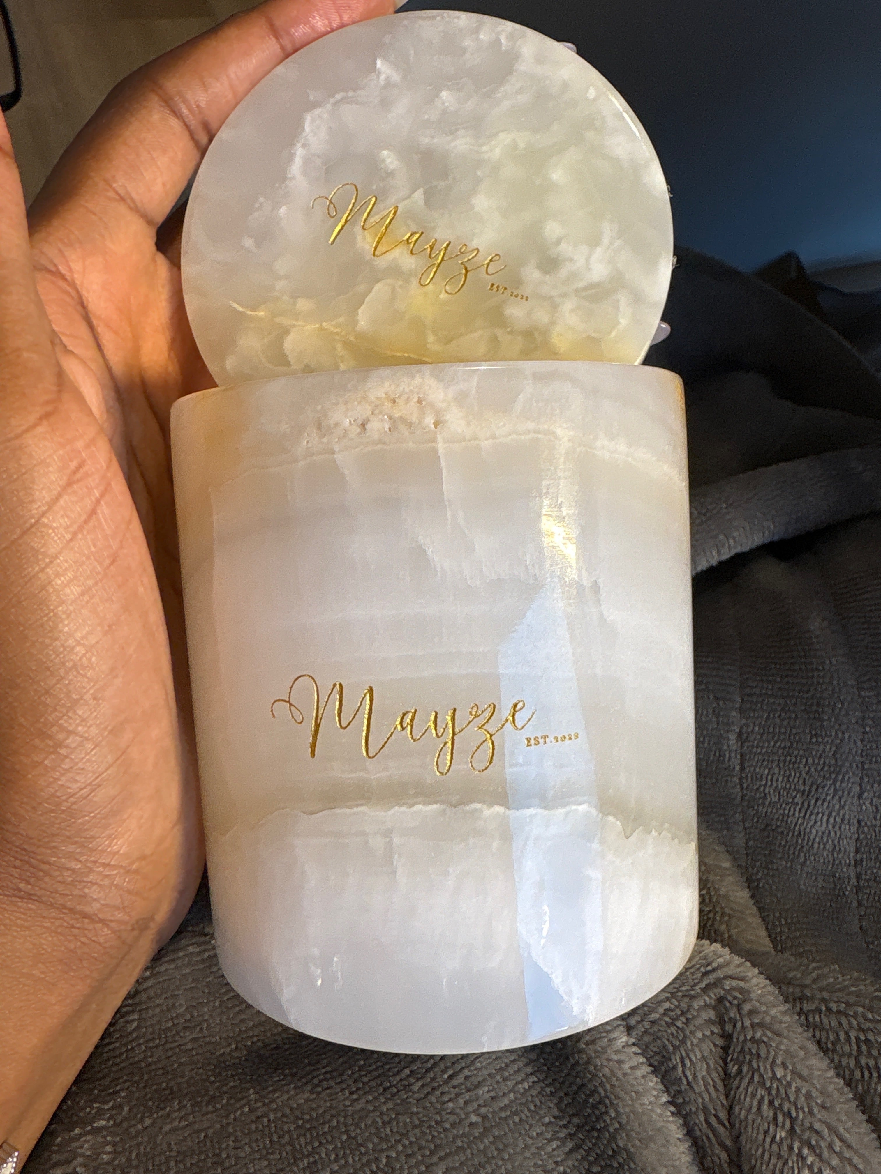 "Brave" Honey White Onyx Jar