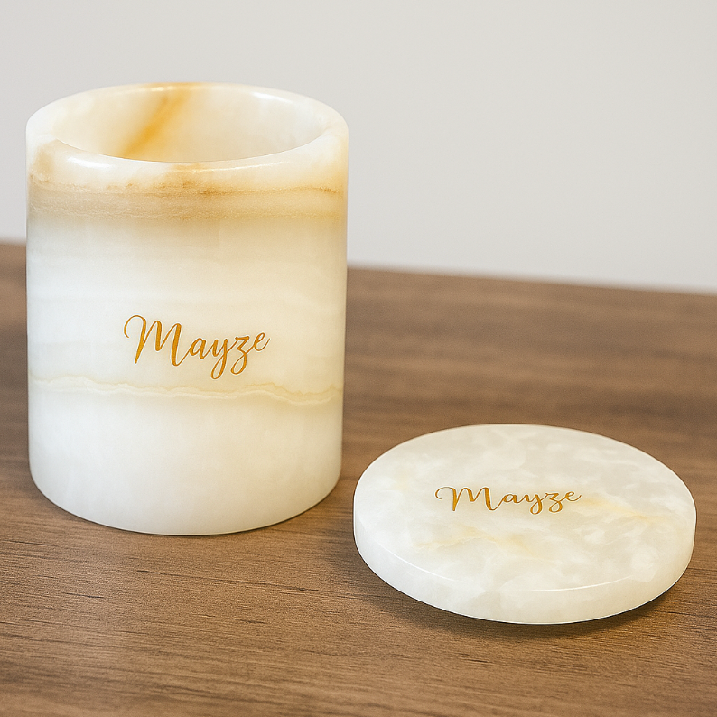 "Brave" Honey White Onyx Jar