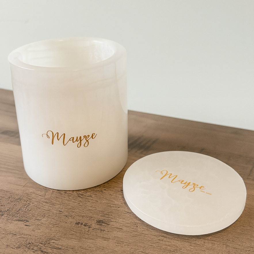 "Hope" White Onyx Marble Mayze Jar