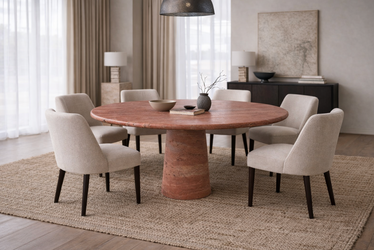 Aurelion – Red Travertine Dining Table