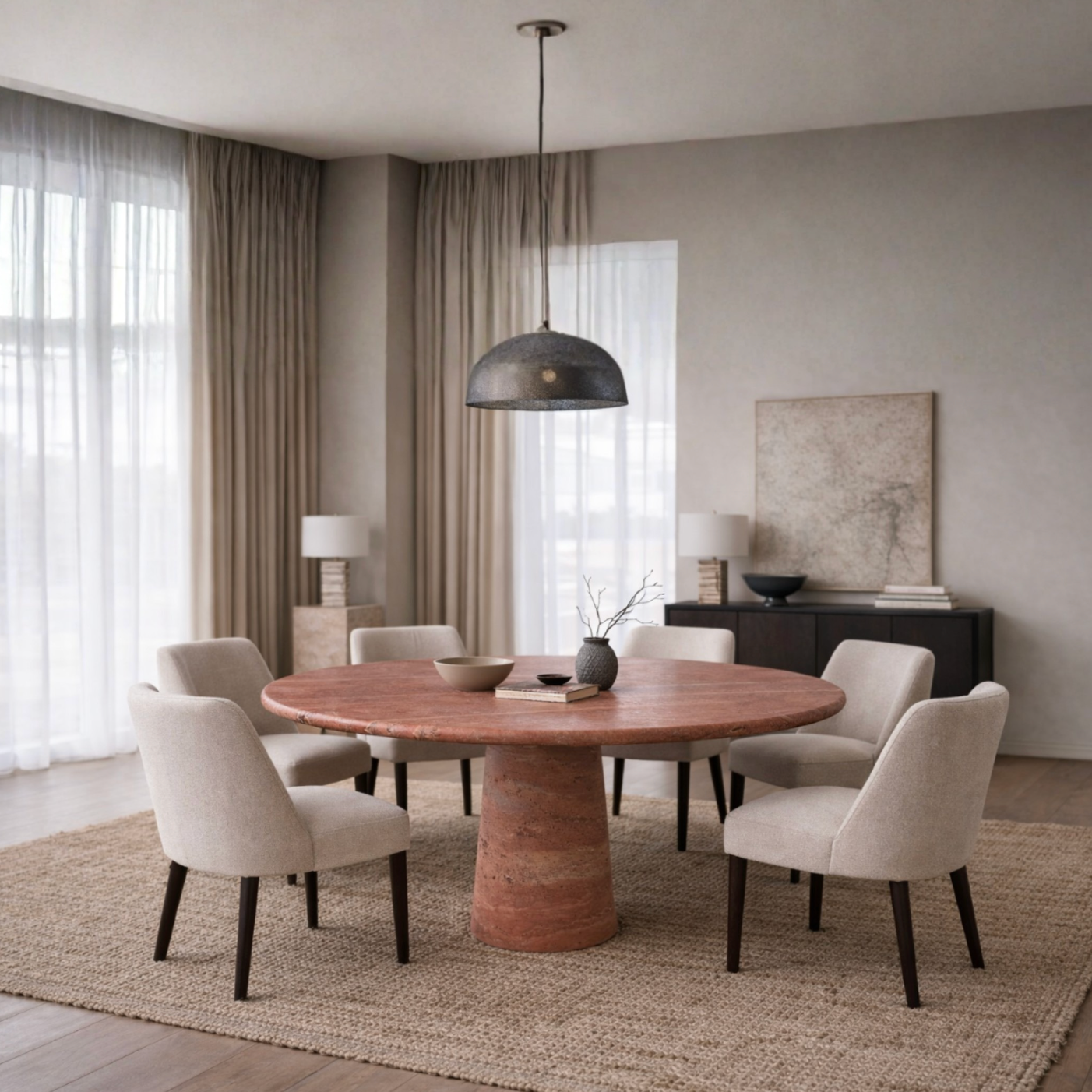 Aurelion – Red Travertine Dining Table